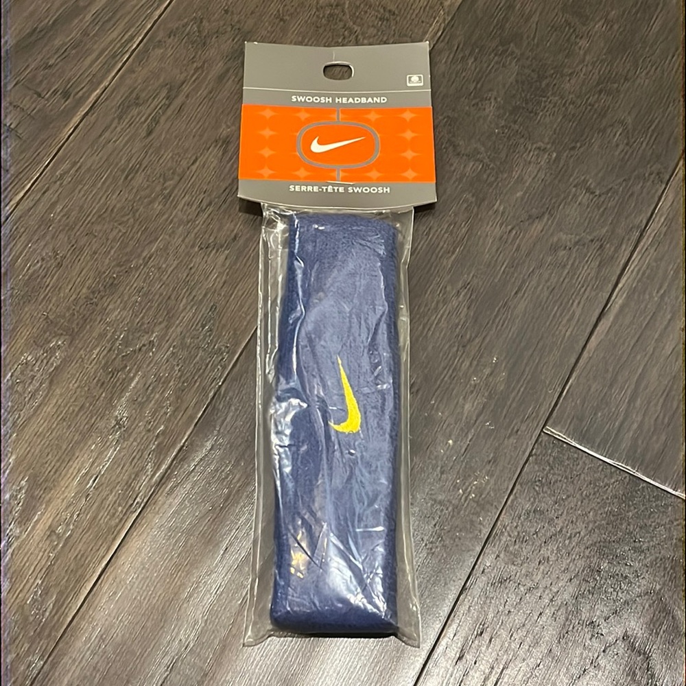 Nike Swoosh terry cloth headband sweat band gym workout new vintage unisex blue